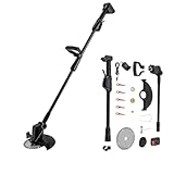 300W Akku Rasentrimmer | 6000rpm Elektrisch Garten Grasschneider | Gras Freischneider | Gras Kanten Schneider | Einstellbarer Kopf Akkurasenmäher | Elektro Trimmer Gartenkantenfräser für Garden