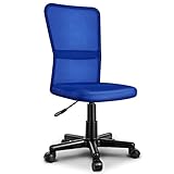 TRESKO Bürostuhl Schreibtischstuhl Drehstuhl, mit Kunststoff-Leichtlaufrollen, stufenlos höhenverstellbar, gepolsterte Sitzfläche, ergonomische Passform, Lift SGS-geprüft (Blau)