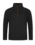 Atforna Herren Fleece Pullover Half Zip Fleecejacke mit Taschen Herbst Winter Übergangsjacke Microfleece Outdoor Sweatshirt, Schwarz, XXL