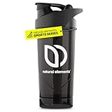 natural elements Shaker – 700 ml – Shaker in Schwarz aus langlebigem Tritan – auslaufsicher – mit Sieb & Messskala – BPA, BPS & DEHP frei – dein Shaker für To-Go-Drinks (Eiweiß Shaker, Proteinshaker)