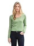 TOM TAILOR Damen 1012976 Strickpullover mit V-Ausschnitt, 37116-True Green, XL