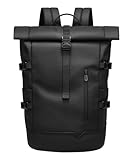 GYakeog Rolltop Rucksack Groß 33L Wasserdichte Laptop Rucksack Herren Damen 15,6 Zoll Schulrucksack Leicht Fahrradrucksack Anti-Diebstahl Sportrucksack für Reisen Radfahren Uni Freizeit-Schwarz