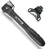 SKS GERMANY TWINJEX Minipumpe, Luftpumpe Fahrrad, inkl. Pumpenhalter (Kunststoff, Ventilanschluss:AV, SV, DV und MULTI VALVE, Druck max.: 10 bar / 144 PSI, Staubschutzkappe, Teleskopfunktion), Schwarz, Länge: 252 mm, 11044