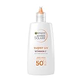 Garnier UV-Sonnenschutzfluid gegen dunkle Flecken, Sehr hoher Sonnenschutz mit LSF 50+, Unsichtbares Finish, Ambre Solaire Super UV Vitamin C Daily Fluid, 1 x 40 ml