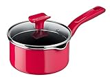 Tefal G80622 Chefclub Stielkasserolle 16 cm + Glasdeckel | Titanium Antihaftversiegelung | Thermo-Signal Temperaturanzeiger | unbedenkliches Kochen | einfache Reinigung | induktionsgeeignet | rot