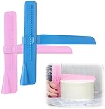 Heanvmyss Kuchenschaber,2 Stück Creme-Schaber,Fondant-Glätter,verstellbare Kuchenglätter Polierer,Kuchenglätter Lineal für Küche,Zuhause,Bäckerei(Blau,Rosa)