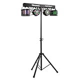 BeamZ Partybar 2 - DJ Lichtanlage, Disco Party Licht, Partybar, Bühnenbeleuchtung Set, 2x LED PAR und 2x Derby, RGBW, DJ Lichteffekte mit Stativ, Discolicht Musikgesteuert, LED Bar, DJ Licht