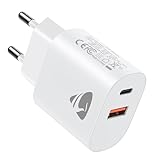 USB C Ladegerät,20W 2Port USB C Stecker Adapter mit USB-C und USB-A,USB C Schnellladen Charger für iPhone 16 15 14 Pro Max 13 12 11 SE 2020 XS XR 8 Samsung A15 A55 S24 Schnellladegerät USB C Netzteil