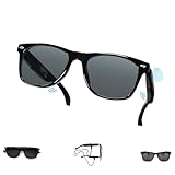 LONGLU Smart Glasses – Echtzeit-AI-Übersetzung per App, Bluetooth 5.4 für Anrufe/Musik, Leichtgewicht mit Touch-Control, Blaulicht- & UV-Schutz​ (​​ Schwarzer Rahmen - Graue Linse ​)