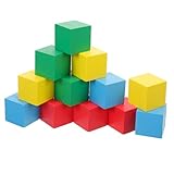 FRCOLOR 12 Stück Bunte Holzbausteine Teiliges Große Geometrische Klötze aus Naturholz DIY Bauklötze für Kreative Spiele Geeignet für Familienaktivitäten und Ab Jahr