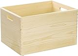 LAUBLUST Sehr Große Holzkiste mit Griffen - ca. 40x30x24cm, Natur | Stapelbare Allzweckkiste aus Holz FSC® - Aufbewahrungskiste | Geschenkverpackung | Dekokiste zum Basteln | Küchenbox, Spielzeugkiste