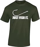 Angel T-Shirt Herren : Fish it - Angler Shirt Männer - Angelkleidung Zubehör Geschenke (Army L)