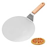 Premium Pizzaschieber aus lebensmittelechtem Edelstahl mit 22 cm Holzgriff, 25,5 x 25,5 cm / 10 Zoll Pizza zum Backen von handgemachter Pizza, raffiniertes Pizzaofenzubehör (Pizzaschieber)