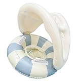 Baby Schwimmer mit Sonnendach - Schwimmboje mit Sonnenschutz, faltbarer aufblasbarer Schwimmring, Retro-Sicherheitssitz, schwimmendes Sonnendach Spielzeug | Mühelose Portabilität für Baby, Garten
