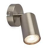 BRILONER - Wandleuchte innen schwenkbar, GU10 Fassung, max. 9 W, Leselampe, Wohnzimmerlampe, Lampe, Wandlampe, Küchenlampe, Flurlampe, Schlafzimmer, Wandbeleuchtung, 8x15,5 cm, Matt-Nickel