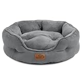 BEDSURE Katzenbett waschbar Katzen Bettchen - 51x48x15cm Katzenkorb mit Zweiseitig Innenkissen Katzenschlafplatz für Katzen oder kleine Hunde,Grau