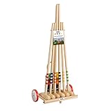 GICO Qualitäts - Krocketwagen/Krocket/Croquet Family für 6 Spieler aus Holz im Transportwagen - Spiel gut (Auszeichnung) - Qualitätsware -Made in EU-3111