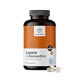 HealthyWorld® Lutein + Zeaxanthin - 120 pflanzliche Kapseln – 2 natürliche Carotinoide - 32 mg Lutein und 2 mg Zeaxanthin pro Tagesdosis - für 2-4 Monate - Unterstützung für Sehkraft und Augen