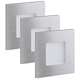 Scandinavian home 3er Set Wandeinbaustrahler I LED Treppenbeleuchtung 230V 1W Warmweiß außen IP65 I 100lm 3000K CRI90 I Edelstahl Treppenstufenbeleuchtung für Unterputzdosen/Gerätedosen 68mm