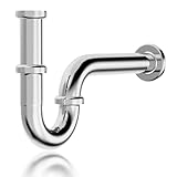 Universal Siphon für Waschbecken Edelstahl,Röhrensiphon Siphon Waschbecken Ablaufgarnitur 1 1/4“ Chrom，Abflussrohr Tauchrohr 8-11cm höhenverstellbar，Abflussrohr Bad & Küche Flexibler Ablaufschlauch