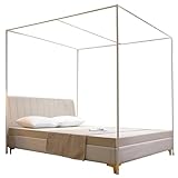 guoiooi Betthimmel Rahmen Edelstahl Mückennetz Rahmen Himmelbett Moskitonetzhalter Vier Eckbett Bettüberdachung Für Twin/Full/Queen/California King/King Size/California King(200x220cm(79x87inch))