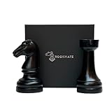 Schach-Buchstütze, Pferd und Rook, Schwarz glänzend