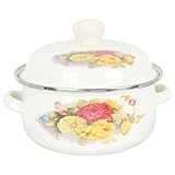 Healifty Binauraler Eintopftopf Doppelohr Beschichteter Suppentopf aus Emaille Flacher Boden für Gas und Elektroherde Einfach zu Reinigen und Langlebig