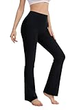 SAFORT Damen 74cm/ 79cm/ 84cm/ 89cm Yogahose Baumwolle Jazzpants Damen Bootcut Hose Sporthose lang mit Taschen Flared Leg, Schwarz, 84cm, L