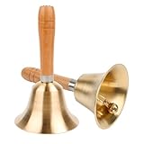 Yooyan Tischglocke Klassisch Handglocke - Messing Gold-Handglocke, Metall Glocken mit Holzgriff für Schule Tischklingel, Abendessen am Empfang Hotelservice Hochzeit, Veranstaltungen