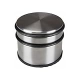 Perel Türstopper Boden ohne Bohren, Tuerstopper Edelstahl, Tür Stop rund, Tür Stopper, Türpuffer, Türhalter, Türfeststeller, rutschfester Boden Gummiring zum Schutz, silbergrau, 9 x 7.5 cm, 1 kg