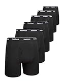 Comfneat Herren 6-Pack Boxershorts Baumwolle Langes Bein Retroshorts Weiche Unterwäsche (Schwarz 6er Pack, XXL)