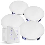 Power Dynamics A100 Bluetooth Deckenlautsprecher Set - 4X Einbaulautsprecher 6,5' - 80 Watt Verstärker Unterputzradio, 55mm Tief - Radio, USB & SD für Wohnzimmer, Büro, Gastro & Außenbereich