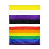 Quesuc Regenbogen Flagge,Non-Binary Pride Flag,UV Verblassen Beständig mit Messing-Ösen,Lebendige Farbe, Rainbow Stolz banner Kann für Drinnen und Draußen Verwendet Werden（150 * 90cm）