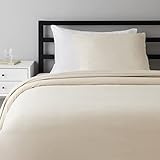 Amazon Basics 2-teiliges Flanell-Bettwäsche-Set, Bettdeckenbezug 135 x 200 cm & 1 Kissenbezug 80 x 80 cm, Beige, einfarbig