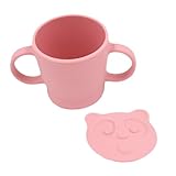 FUNOMOCYA Trinklernbecher aus lebensmittelechtem Kunststoff Rutschfest Stoßfest mit Doppelten Griffen Hitzebeständig Tragbar für Kleinkinder zum Selbstständigen Trinkenlernen