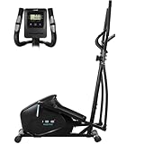 ISE Crosstrainer für Zuhause Home Ellipsentrainer mit 28 cm Schrittlänge, Ellipsentrainer mit 8 Stufen bidirektionalem externen Magnetsystem, Crosstrainer mit LCD Display und Pulssensoren