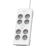 Philips SPN7080WA/10 Steckdosenleiste mit 8 Steckdosen,Stromverriegelung,3.680 W,geflochtenes Netzkabel,2 m hochfest,Sicherheitsverschluss (Prot-LED-Anzeige 900J), weiß