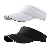 NHTJTHE 2pcs Visor Cap, Atmungsaktiv und Schweißabsorbierend Sommerkappe Kappe mit Sonnenvisier, Unisex Verstellbar, Outdoor Visor Cap, für Golf, Radfahren, Angeln, Tennis, Laufen（1 schwarz + 1 weiß）