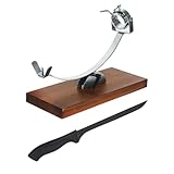 NERTHUS FIJ 956 Kopf und Boden verstellbar + Messer Schinkenhalter, Holz Edelstahl, Braun