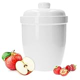 MamboCat Rumbar Rumtopf modern I Steingut Gefäß mit Deckel I Sauerkrauttopf Gärtopf Kimchi I Gurkentopf Mehrzwecktopf I Vorratsbehälter für Rumtopf Früchte I Steinguttopf 4,8 Liter