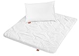 sleepling 197121 Kinder Betten Set | Kinderkopfkissen Kissen 40 x 60 cm + Bettdecke 100 x 135 cm Ganzjahresdecke | Mikrofaser Decke | Ökotex | Wärmeklassengarantie | Made in EU, weiß
