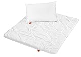 sleepling 197120 Kinder Betten Set | Kinderkopfkissen Kissen 40 x 60 cm + Bettdecke 100 x 135 cm Sommerdecke | Mikrofaser Decke | Ökotex | Wärmeklassengarantie | Made in EU, weiß