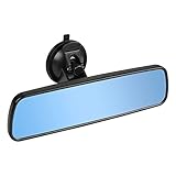 SLIIMU Auto Rückspiegel mit Saugnapf, 240mm Blendschutz Universal Innenspiegel, Blau Glas Large Vision Weitwinkel Flacher Spiegel Montiert auf Windschutzscheibe für Car Auto SUV Van