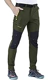 CARETOO Herren Wanderhose Trekkinghose Outdoorhose Softshellhose Funktionshose Skihose Verdickte Warm Atmungsaktiv Wasserdicht Winddicht Herbst Grün ohne Fleece, L