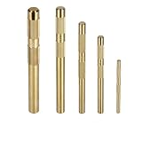 LVYXON Messing-Durchtreiber-Set, 5 Stück, 3/4, 1/2, 3/8, 1/4, 5/8 Zoll, gerändelter Griff für Autoreparatur und Holzbearbeitung