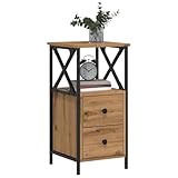 Gecheer Nachttisch Nachtschrank Nachtkonsole Nachtkommode Schlafzimmer Schrank Kommode Beistelltisch Artisan-Eiche 34x35,5x70 cm Holzwerkstoff