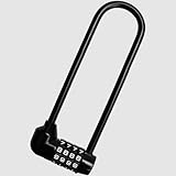 Kurtzy 4-Stelliges Bügelschloss Fahrrad Diebstahlschutz U Lock 16cm mit Langem Bügel -Robustes, Wasserdichtes Bügelschloss Zahlenschloss mit Rücksetzbarem Code -Rennrad Schloss & Schließfach