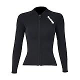 Owntop Neoprenanzug Jacke für Damen - 2mm Neoprenanzug Top Langarm, Frontreißverschluss für Tauchen Surfen Schnorcheln Schwimmen, Damen Schwarz S