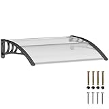 Outsunny Vordach Haustürvordach 100 x 75 cm Pultvordach Überdachung Polycarbonat Transparent