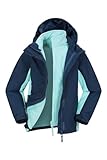 Mountain Warehouse Lightning 3-in-1 Kinder-Jacke - wasserdichte Winterjacke mit Fleecefutter, atmungsaktive Übergangsjacke für Jungen und Mädchen mit Abnehmbarer Kapuze Blau 13 Jahre